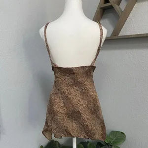 Maternity Brown Graphic Print Tie Sleeveless Tank Blouse Y2k Boho Fairy Grunge thumbnail 4