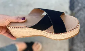Black Criss Cross Espadrille Wedge thumbnail 3