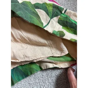 FARM Rio Sand Anthurium Leaves Puff Sleeve Mini Dress XS Summer Boho Ljnen thumbnail 6