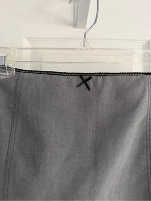 Zara Gray Mini Skirt Size Medium Black Bow Trim Office Siren thumbnail 5