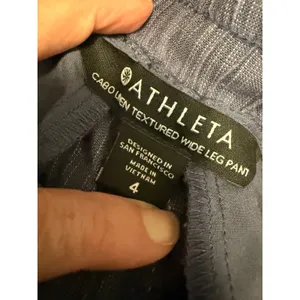 Athleta Cabo Linen‎ Textured Wide Leg Pant Blue Chambray Size 4 thumbnail 4