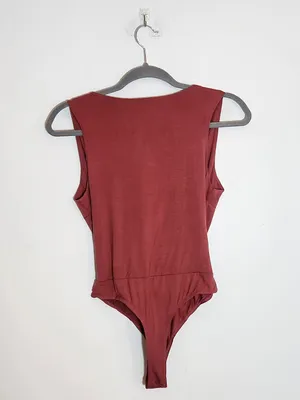 Lulus Marsala Faux Wrap Sleeveless Bodysuit Size Small NWT thumbnail 4