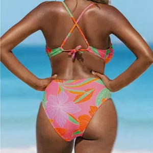 Cupshe NWT Tropical Floral Impressions Cutout One Piece Swimsuit Hot Neon Pink Size S thumbnail 5