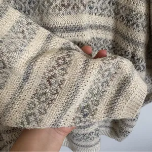 Vintage Cream and Brown Print Stripe Crew Neck Oversized 90s Y2K Sweater Size XL thumbnail 5