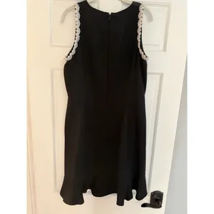 Nanette Lepore 12 Dress Sleeveless Lace Trim Cascading Front Ruffle Flared Hem thumbnail 2