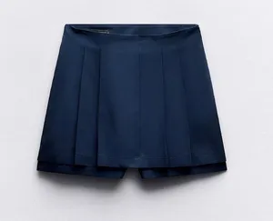 Zara Navy Pleated Mini Skort thumbnail 1