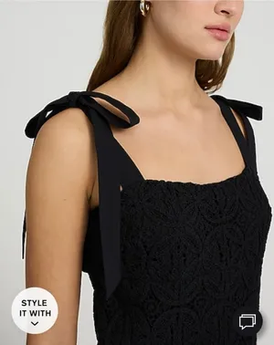 Express Crochet Square Neck Tie Mini Dress with Tie Straps thumbnail 2