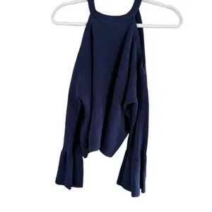 Anthropologie Blue Off the Shoulder Relaxed Fit Sweater thumbnail 10