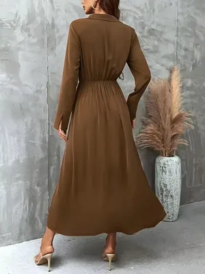 Shein satin long-sleeve maxi shirt dress thumbnail 2
