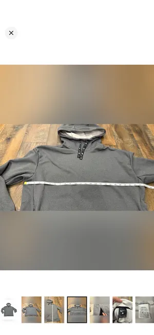 Nike Hoodie Sweatshirt Women’s Size Large Gray Fleece Pullover Side Pockets Logo thumbnail 4