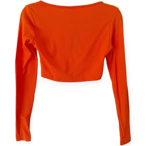 NWT SHEIN Sexy Orange Ribbed Long Sleeve Crop Top Size Small thumbnail 2