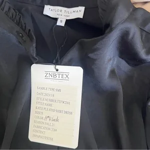Taylor Tillman Katie Black Pleated Shirt Dress Puff Sleeve NWT S thumbnail 8