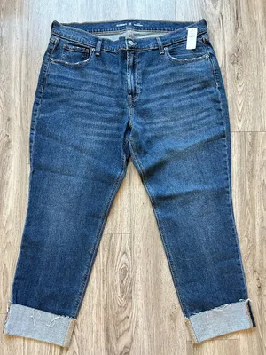 Old Navy Women's Mid Rise Boyfriend Dark Wash Jeans Size 16 Tall NWT thumbnail 3