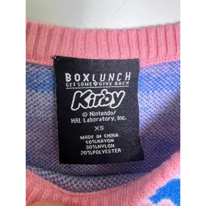 BoxLunch Kirby Nintendo Blue Pink Star Cloud Knit Sweater Women's XS Video Game thumbnail 3