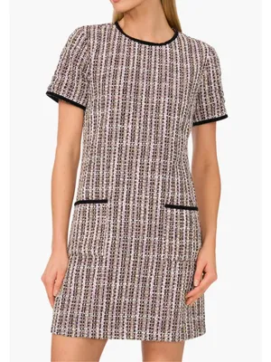 NWT $159 CECE Tweed Shift Dress Time To Shine Rich Black Wool Blend Oversize thumbnail 4