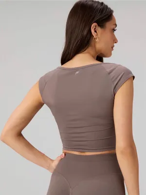 Fabletics Mauve Ruched Drawstring Cropped Top thumbnail 2