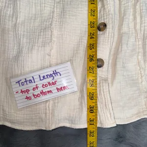 Free People All About The Feels M Gauze Cotton Button Up Top Ivory Boho Peasant‎ thumbnail 10
