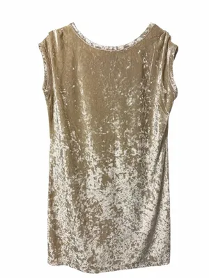 Knot Sisters Crushed Velvety Texture Champagne/Beige Shift lightweight Dress(S) thumbnail 6