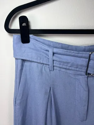 House of Harlow 1960 Wide Leg Pants Periwinkle Blue Belt Linen Resort Coastal 8 thumbnail 4