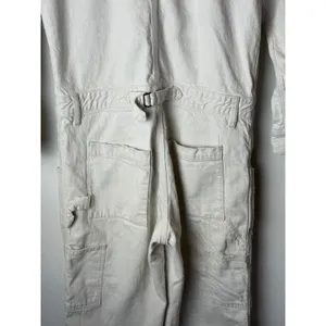 Current Elliott The Richland Coveralls Women Medium Ivory Denim Jumpsuit Utility thumbnail 9