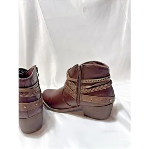 Jellypop Brown Leather Ankle Boots Women's 7.5M Zippered thumbnail 5