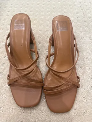 Dolce Vita Hinx Strappy Block Heel Sandals | Tan Square Toe Heels Size 9.5 thumbnail 1