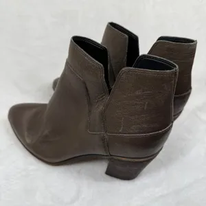Franco‎ Sarto Womens Dark Brown Leather Pointed Toe Block Heel Ankle Booties 8M thumbnail 6