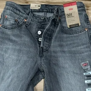 NEW Levi’s 501 Grey Straight High Rise Jeans Women’s 24X30 thumbnail 2