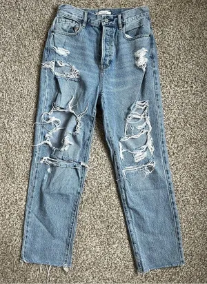 Pacsun High Rise Straight Jeans Medium Wash Distressed Denim Streetwear Size 26 thumbnail 1