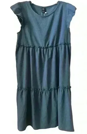 Emery Rose Women's Blue Cap Sleeve Tiered Midi Dress Size S Casual Summer‎ thumbnail 1