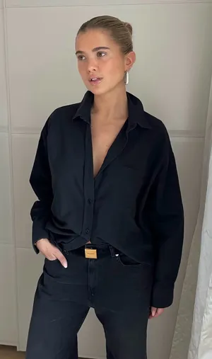 NWOT Djerf Avenue Breezy Shirt in Black thumbnail 1