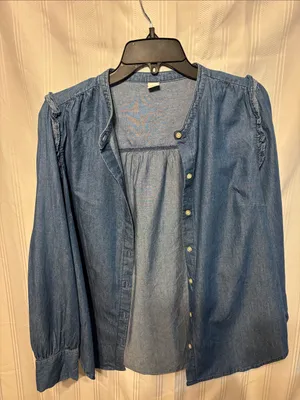 Old Navy Denim Button-Front Shirt - Blue thumbnail 2