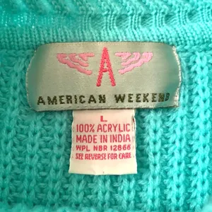 Women’s L/G Knit Chunky Sweater Teal Pastel Blue Size Large Vintage Label thumbnail 4