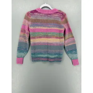 LOFT Womens Sweater Multicolor Striped‎ Space Dye Knit Crew Neck XS thumbnail 3