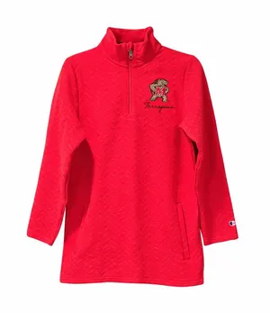 Champion Maryland Terrapins Women's Small 1/4 Zip 3/4 Sleeve Pullover Red‎ Knit thumbnail 1