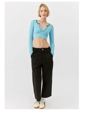 $60 NWT Urban Outfitters Out From Under Go For Gold Baby Blue Seamless Long Slee thumbnail 5