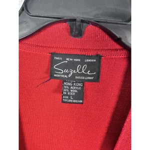 Suzelle Womens‎ Cardigan Large Sweater Red Embroidered Cosmetics Button 90s thumbnail 8