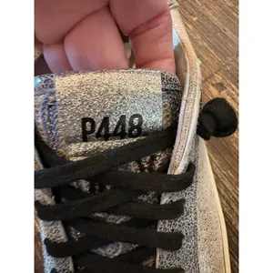 P448 John Panama‎ Sneakers Women 38 US 7.5 Gold Metallic Distressed Leather thumbnail 9