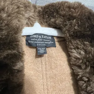 Lord & Taylor 100% Merino Wool Cardigan Coat w/ Fur Collar - Size S petite thumbnail 8