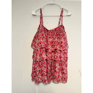 FP One Free People Pink Floral Ruffle Tiered Camisole‎ Smocked Back Top Medium thumbnail 3