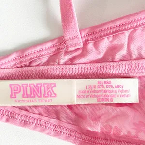 PINK Victorias Secret Womens Coquette Flocked Floral Mesh V-Notch Bralette M‎ thumbnail 5