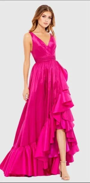 MAC DUGGAL 67835 Pink Taffeta High Low Ruffle Gown Dress thumbnail 1