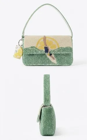 NWT Handcrafted Beaded Lemon Slice Shoulder Bag thumbnail 1