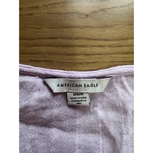 American Eagle Women Sz Medium Blouse Long Sleeve‎ Tie Lightweight V Neck Preppy thumbnail 3
