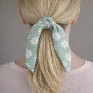 Anthropologie Green Floral Hair Scarf thumbnail 1