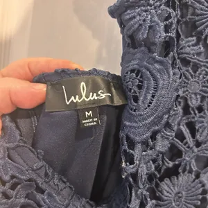 NWT Lulus Full Circle Navy Blue Lace Backless Mini Dress Size M HoCo Prom Formal thumbnail 7