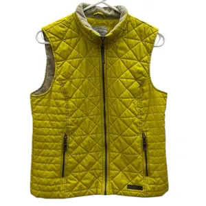 GH Bass and Co Quilted Vest Chartreuse Zip Front Fleece Collar Zip Pocket Medium thumbnail 8