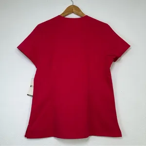 Figs Scrub Top Women’s XS Stretch Pockets Pink/Red Medical Wear thumbnail 3