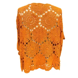 Jessica London 22/24‎ Orange Crochet Knit Floral Medallion Cardigan Boho Hippie thumbnail 4