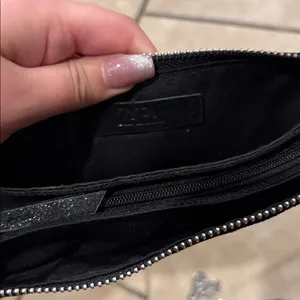 Zara Faux Suede Black Studded Clutch on a Chain thumbnail 3